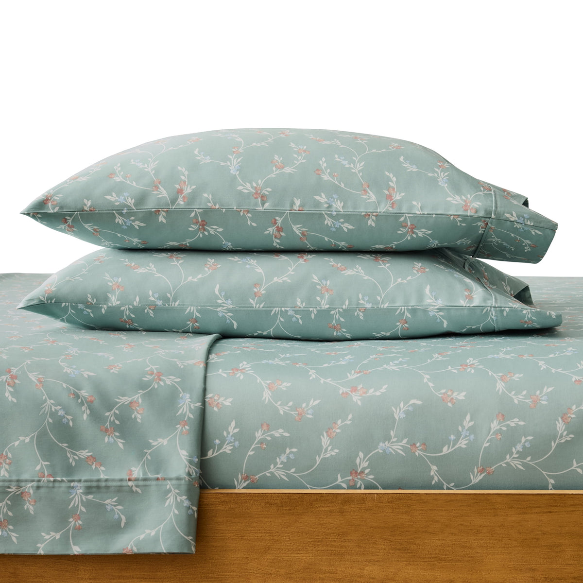 Halcyon Escape Gardens 4-Piece 300 Thread Count Bashful Blooms Cool Cotton Sateen Bed Sheet Set, Queen - Home Decor