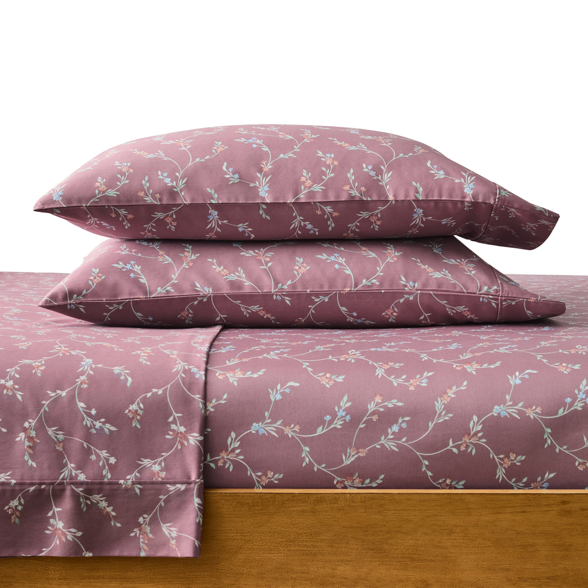 Halcyon Escape Gardens 4-Piece 300 Thread Count Bashful Blooms Cool Cotton Sateen Bed Sheet Set, Queen - Home Decor