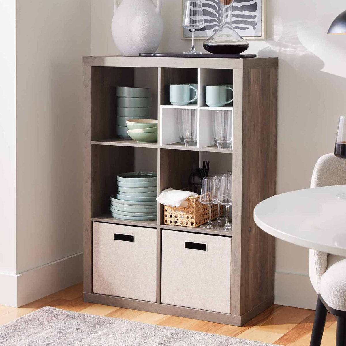 Halcyon Escape Gardens 6 Cube Storage Organizer, White Texture - Home Decor
