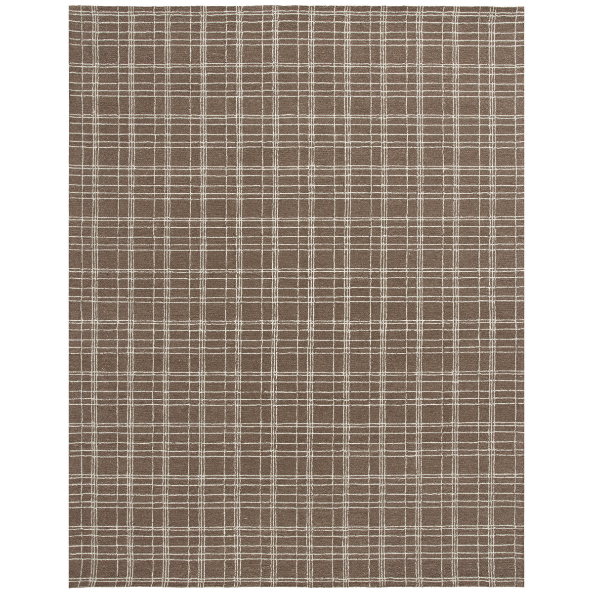 Halcyon Escape Gardens Beige Plaid Wool Indoor Area Rug, 7'10"x9'10" - Home Decor