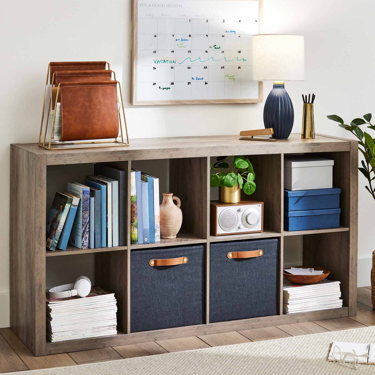 Halcyon Escape Gardens 8 Cube Storage Organizer, White Texture - Home Decor