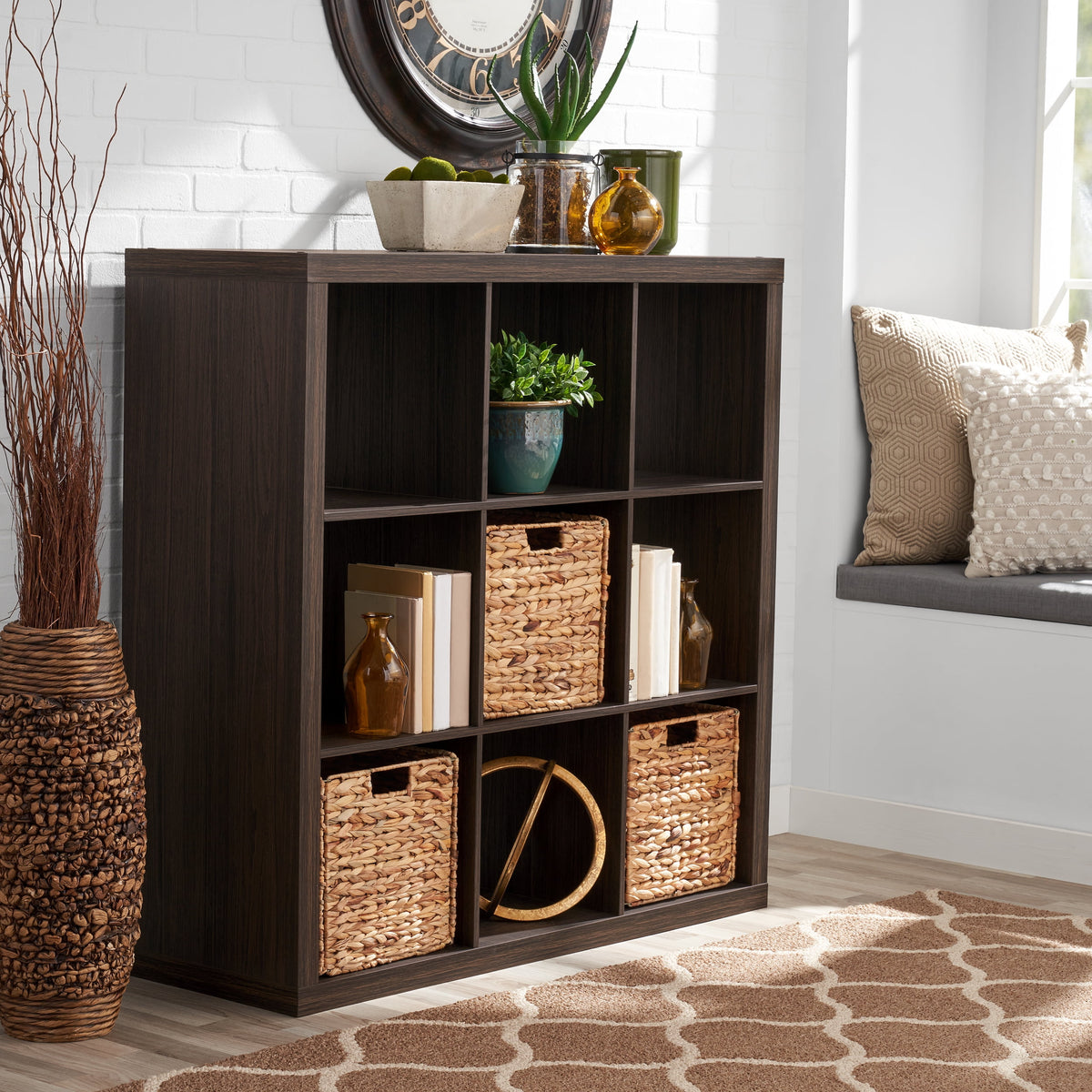 Halcyon Escape Gardens 9 Cube Storage Organizer, Solid Black - Home Decor