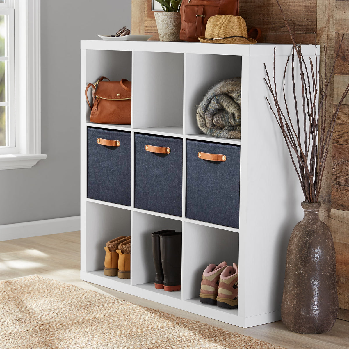 Halcyon Escape Gardens 9 Cube Storage Organizer, Solid Black - Home Decor