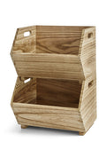 Better Homes & Gardens 2-Piece Set Natural Wood Stacking Open Front Decorative Storage Bins, 11 in x 16.5 in x 10 in
