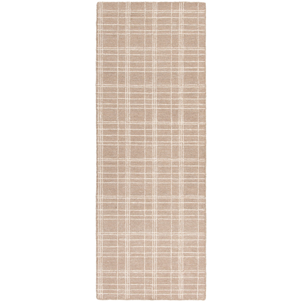 Halcyon Escape Gardens Beige Plaid Wool Indoor Area Rug, 7'10"x9'10" - Home Decor