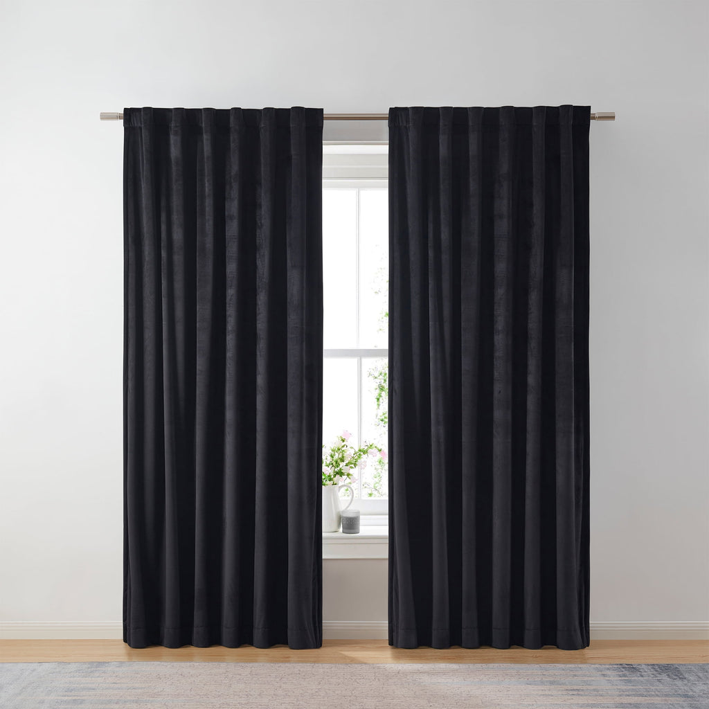 Halcyon Escape Gardens Dutch Velvet Solid 100% Blackout Single Curtain Panel, Green, 52" W x 84" L - Wall Panel