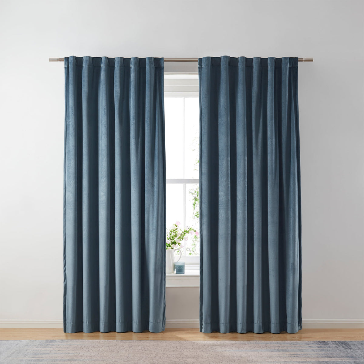 Halcyon Escape Gardens Dutch Velvet Solid 100% Blackout Single Curtain Panel, Green, 52" W x 84" L - Wall Panel