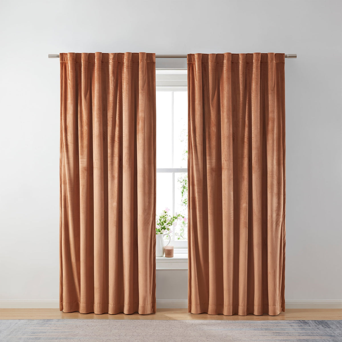 Halcyon Escape Gardens Dutch Velvet Solid 100% Blackout Single Curtain Panel, Green, 52" W x 84" L - Wall Panel