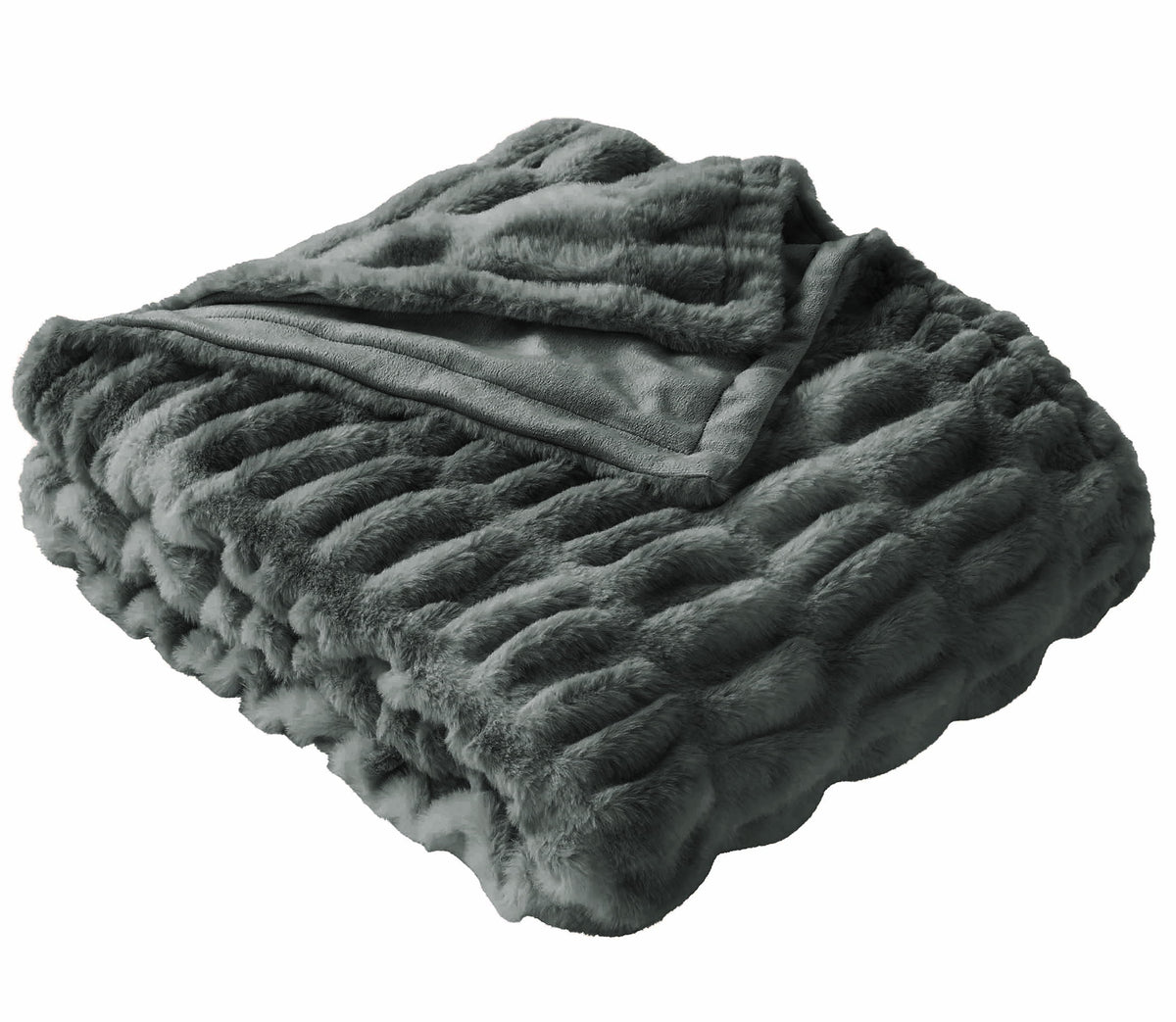 Halcyon Escape Gardens Almond Biscuit Ombre Faux Fur Throw, 50"x72" - Throw