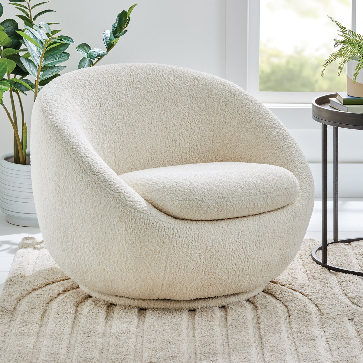 Halcyon Escape Gardens Mira Swivel Accent Chair, Cream Linen - Accent Chair
