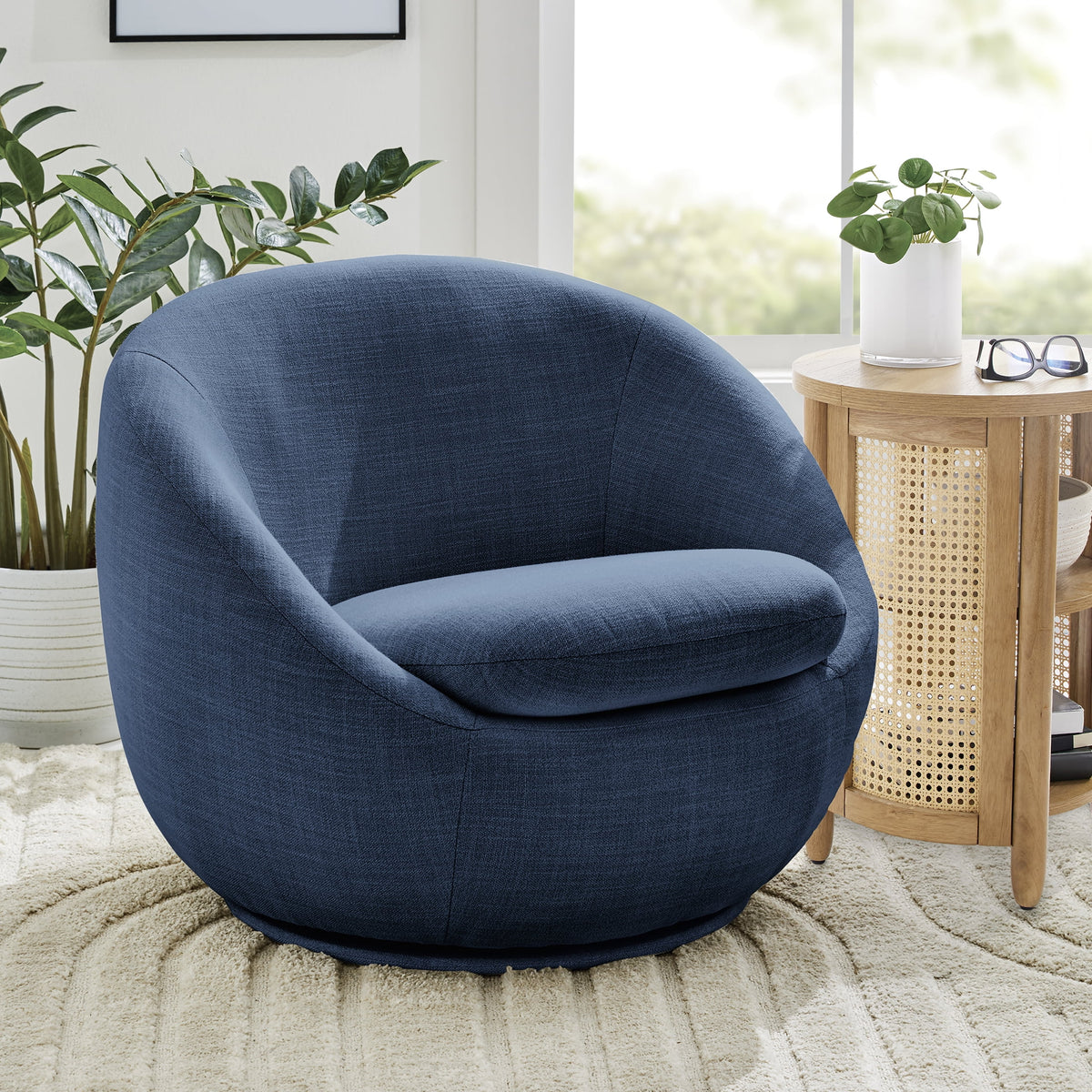 Halcyon Escape Gardens Mira Swivel Accent Chair, Cream Linen - Accent Chair