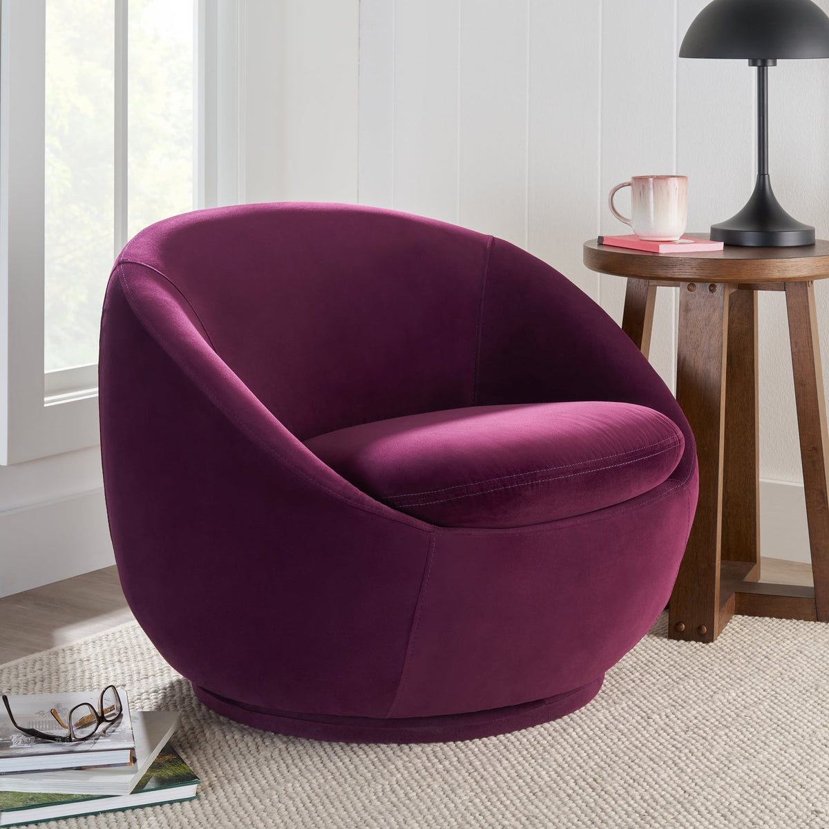 Halcyon Escape Gardens Mira Swivel Accent Chair, Cream Linen - Accent Chair