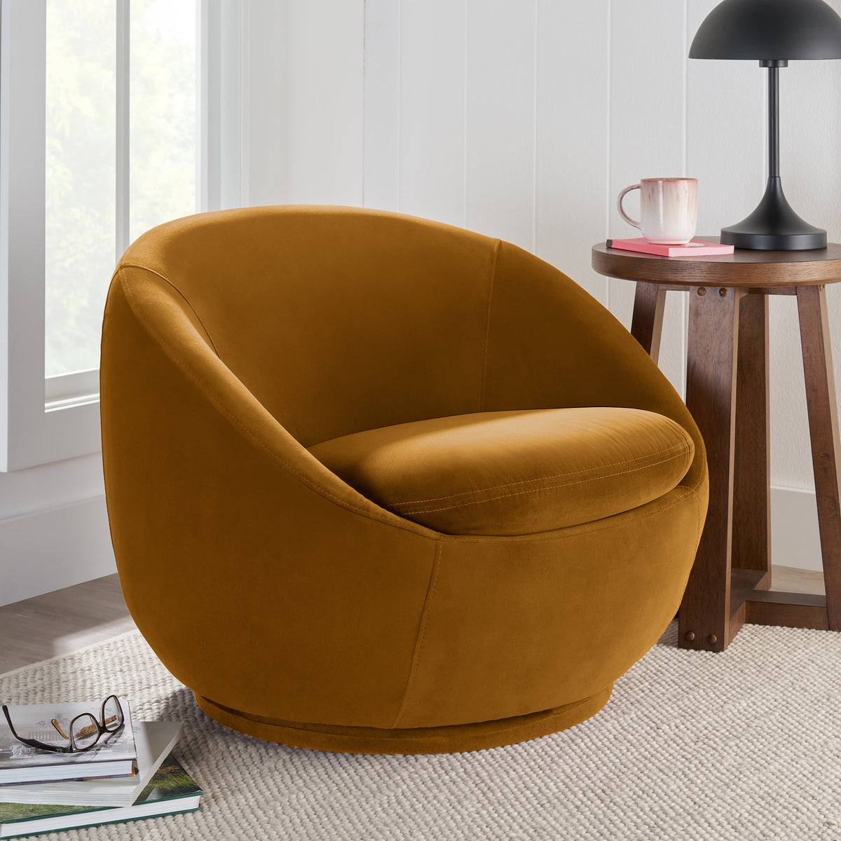 Halcyon Escape Gardens Mira Swivel Accent Chair, Cream Linen - Accent Chair