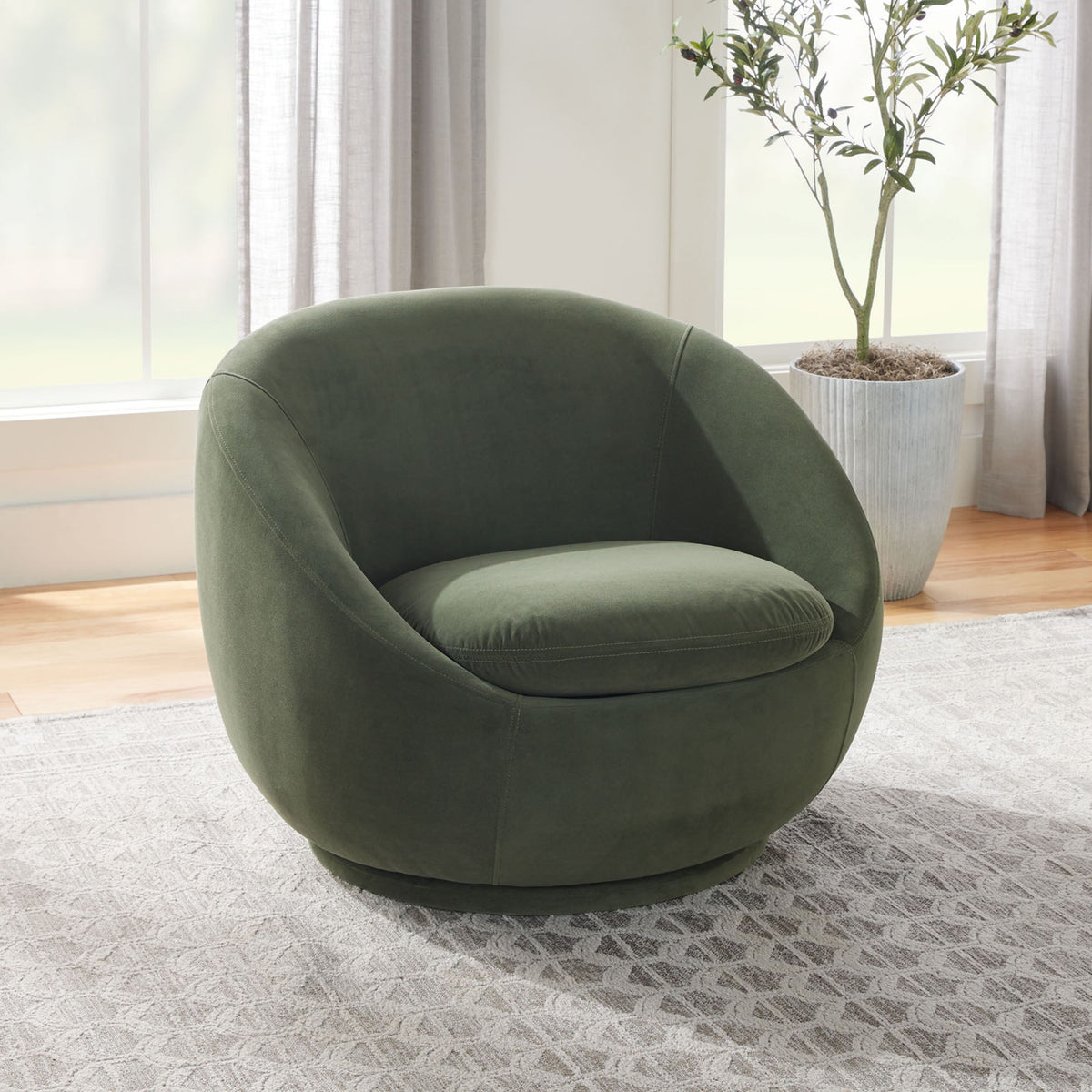 Halcyon Escape Gardens Mira Swivel Accent Chair, Cream Linen - Accent Chair
