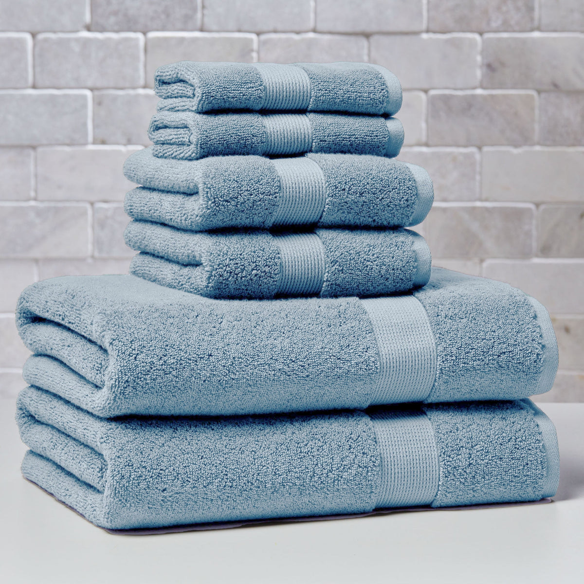 Halcyon Escape Gardens Signature Soft Solid Cotton 6 Piece Bath Towel Set,Green River - Home Decor