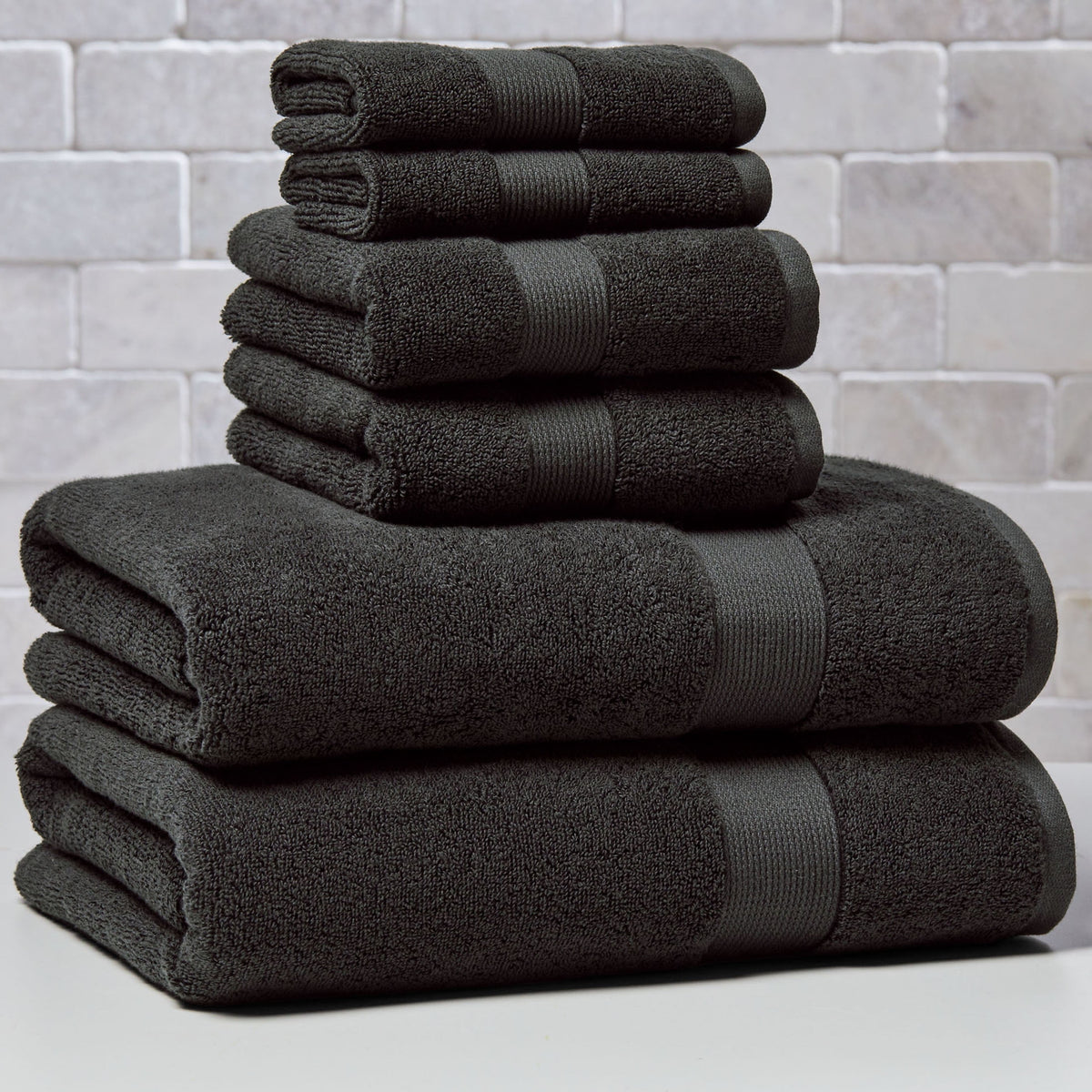 Halcyon Escape Gardens Signature Soft Solid Cotton 6 Piece Bath Towel Set,Green River - Home Decor