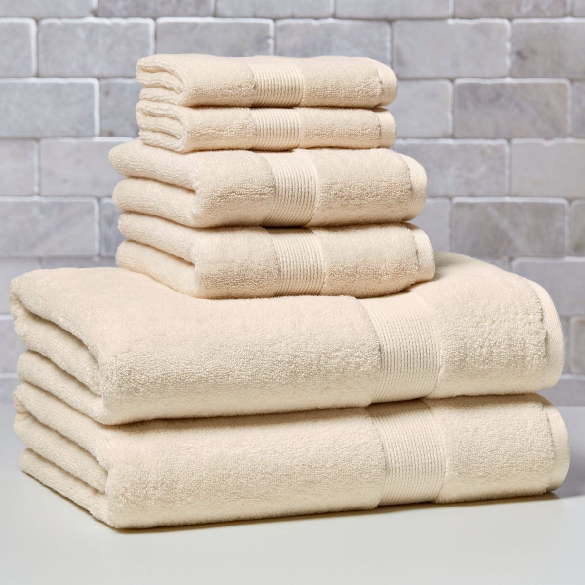 Halcyon Escape Gardens Signature Soft Solid Cotton 6 Piece Bath Towel Set,Green River - Home Decor