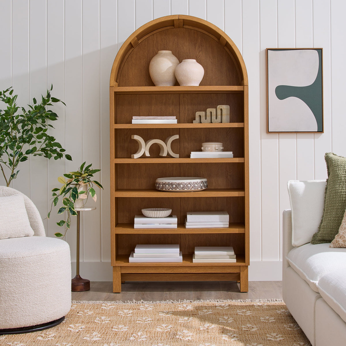 Halcyon Escape Gardens Juliet Open Arch Bookcase, Rich Black and Light Honey - Bookcase