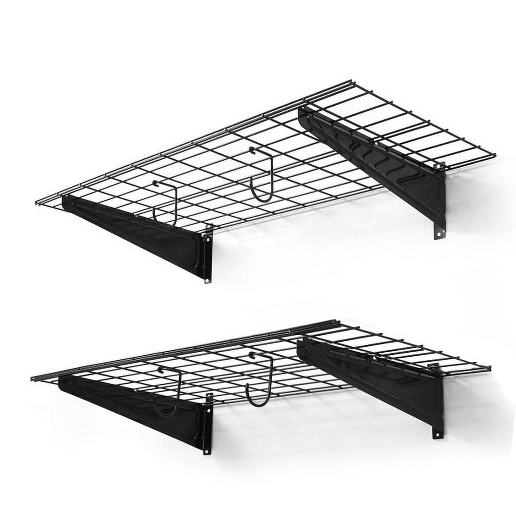 CAPHAUS Garage Wall Shelving 1.5ft x 6ft, 18-Inch-Depth by 72-Inch-Width, Wall Mounted Garage Shelves with 4 Bike Hooks, Heavy Duty Wall Organizer Shelf for Garage Wall Storage System, Black or White
