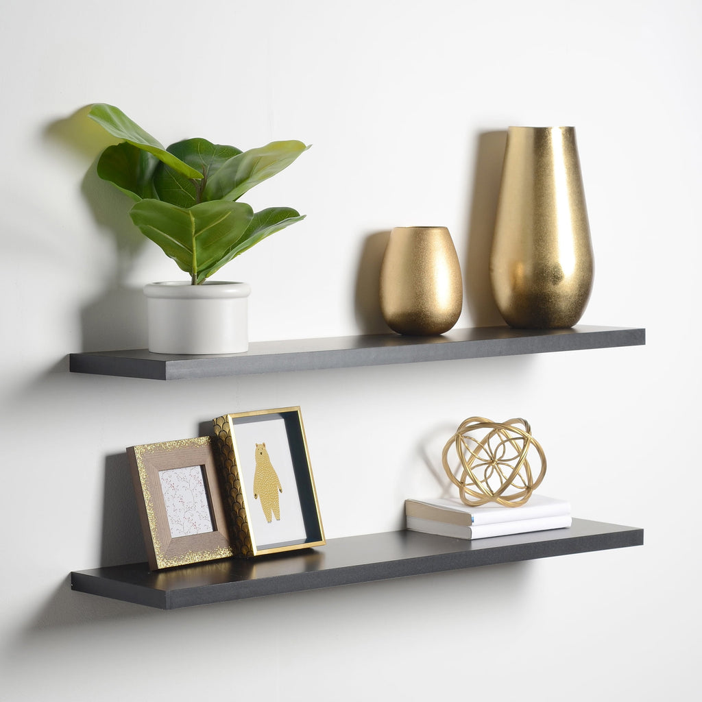 Delta Floating Shelves 2 Pack- Black - 36 in x 10 in x .5 in - Reforested Natural Wood Shelves