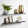 Delta Floating Shelves 2 Pack- Black - 36 in x 10 in x .5 in - Reforested Natural Wood Shelves