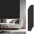 Easy4Home 4Pcs Wood Soundproof Wall Panels 94.5" x 12.6" Wood Slat Acoustic Panels, Black Oak