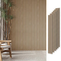 Easy4Home 6Pcs Wood Soundproof Wall Panels 94" x 7.9" Wood Slat Acoustic Panels,White Oak