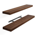 Fairy 2pcs Floating Shelves for Wall, 31.5in Walnut Wall Mounted Shelves, Rustic Wood Display Shelves for Bathroom, Kitchen, Living Room, Bedroom Decor