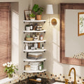 Fairy Corner Floating Shelves Set of 6, White Wall Mounted Corner Shelf for Bedroom, Bathroom, Living Room, Kitchen Storage and Decor