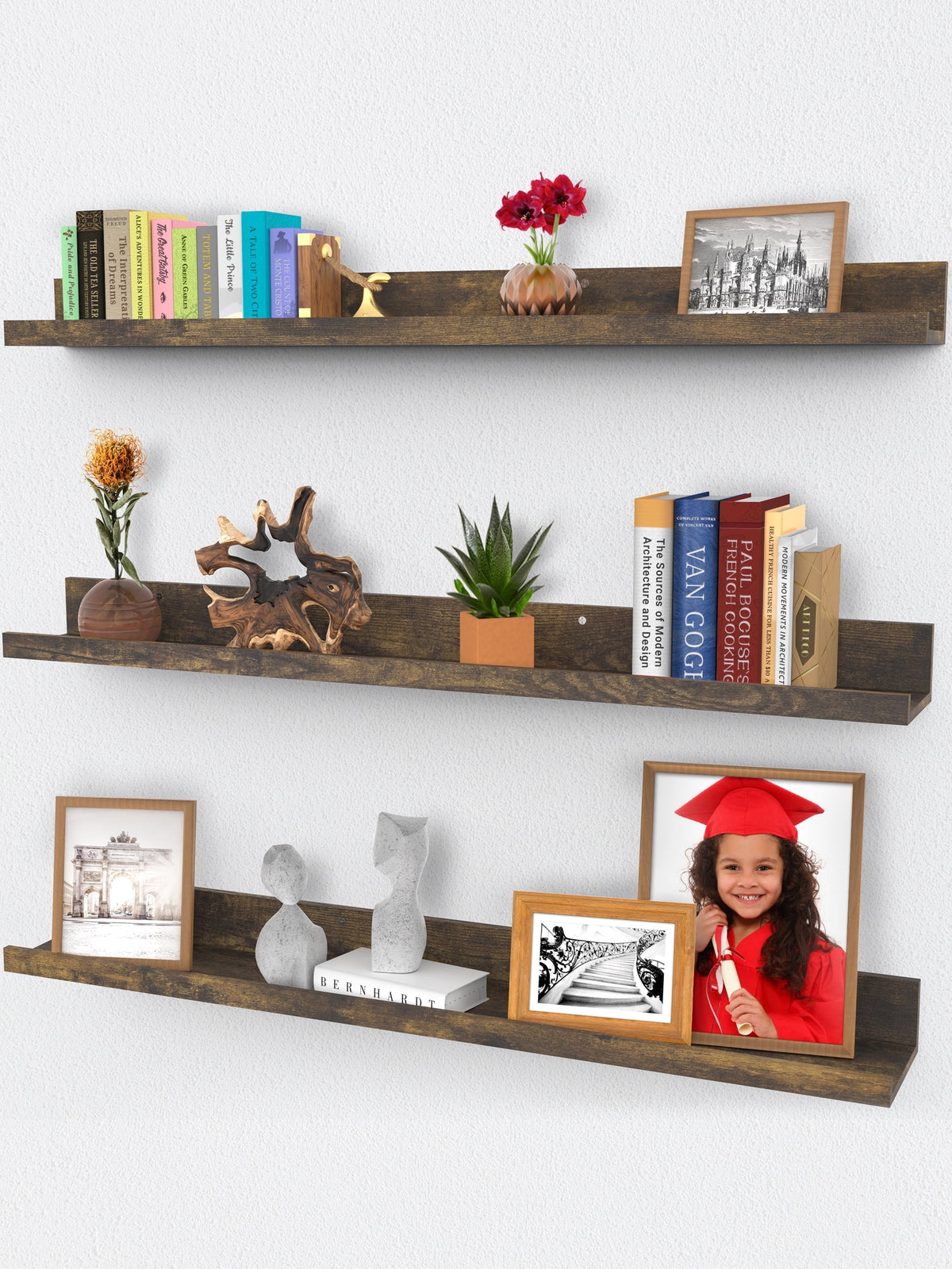 Halcyon Escape Shelves, Set of 3 Wall Shelves (Multiple Sizes & Colors) by Icona Bay - Floating Shelves