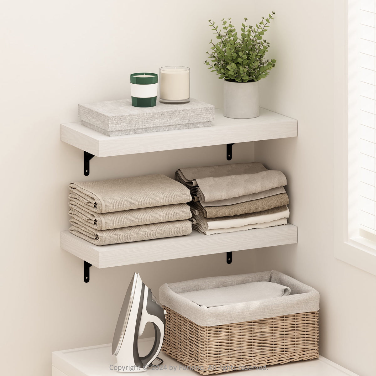 Halcyon Escape TANNA 22-Inch Wall Mounted Floating Display Shelves in Natural Set of 2 - Wall Shelves