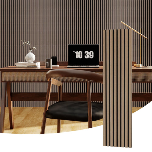 Garvee 4-Pack 3D Fluted Wood Slat Acoustic Panels, Soundproof Wall Panels, 47.2"x11.8", Brown