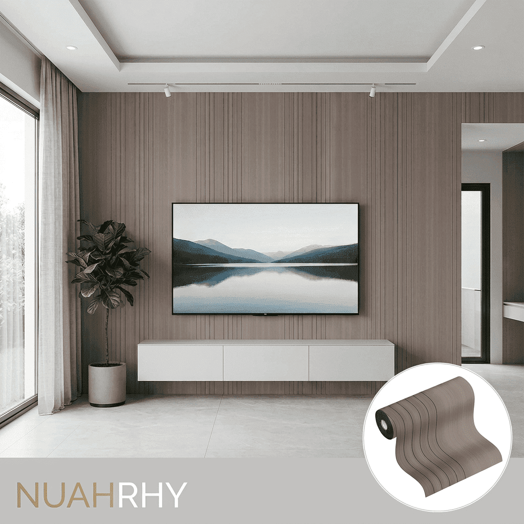 Peel and Stick Slat Wall Panel, Self Adhesive 3D Wood Grain Wallpaper, Soundproof PVC wall panels for bedroom, Living Room & Ceiling Decor, 15.75"x118"