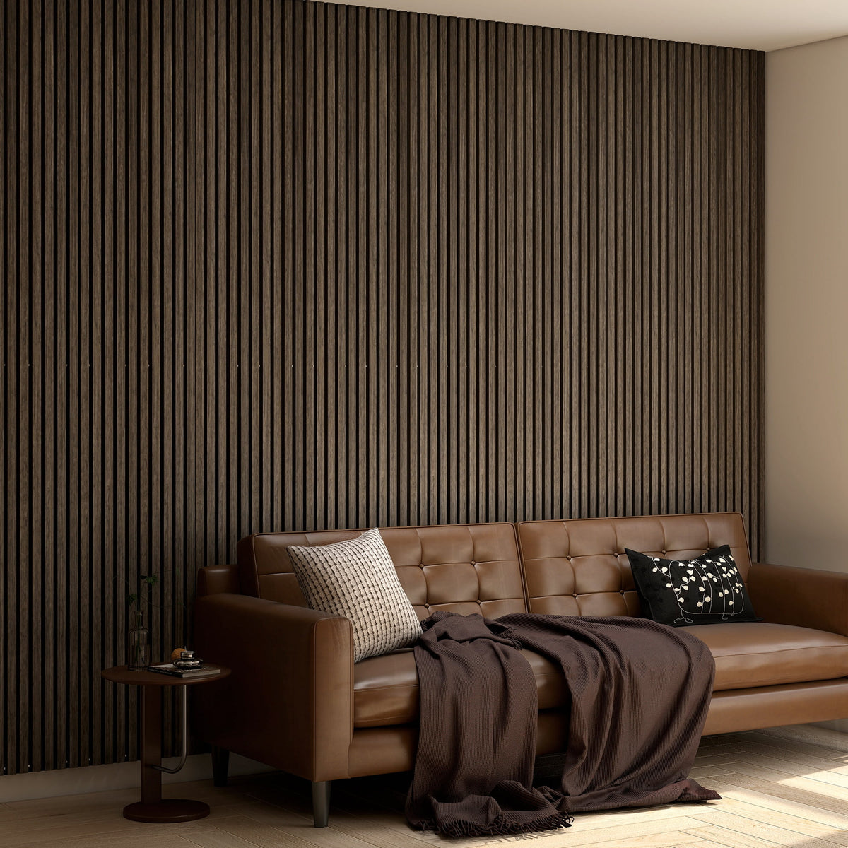 HOMCOM 95" x 8" 4 Pack Wood Wall Panels for Sound Absorbing, Acoustic Wood Panels for Interior Wall Decor, Ceiling, Walnut