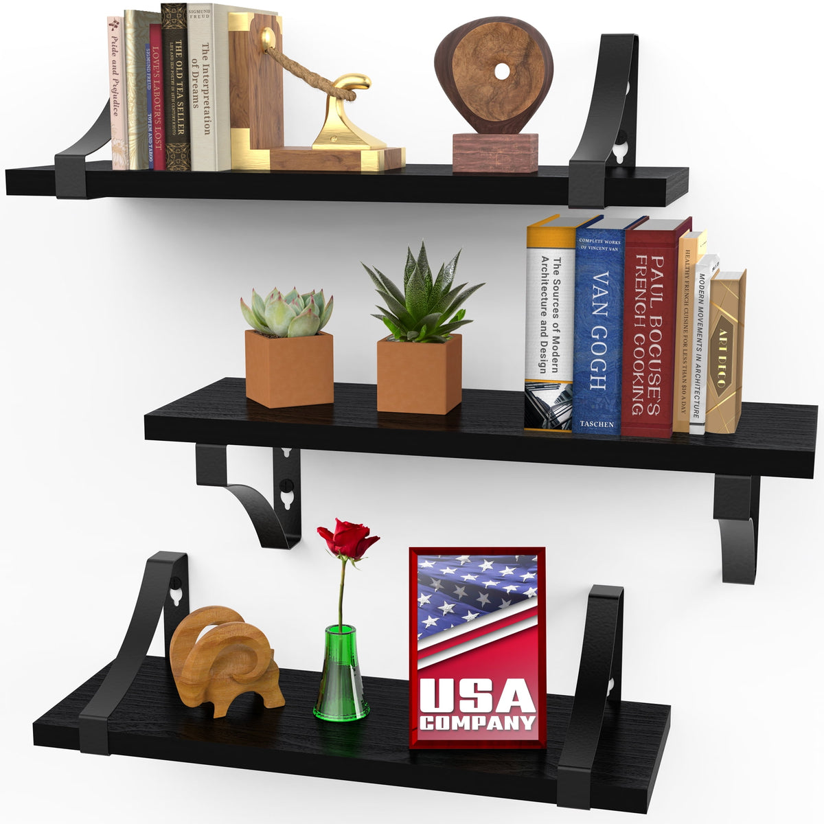 Halcyon Escape Shelves, Set of 3 Wall Shelves (Multiple Sizes & Colors) by Icona Bay - Floating Shelves