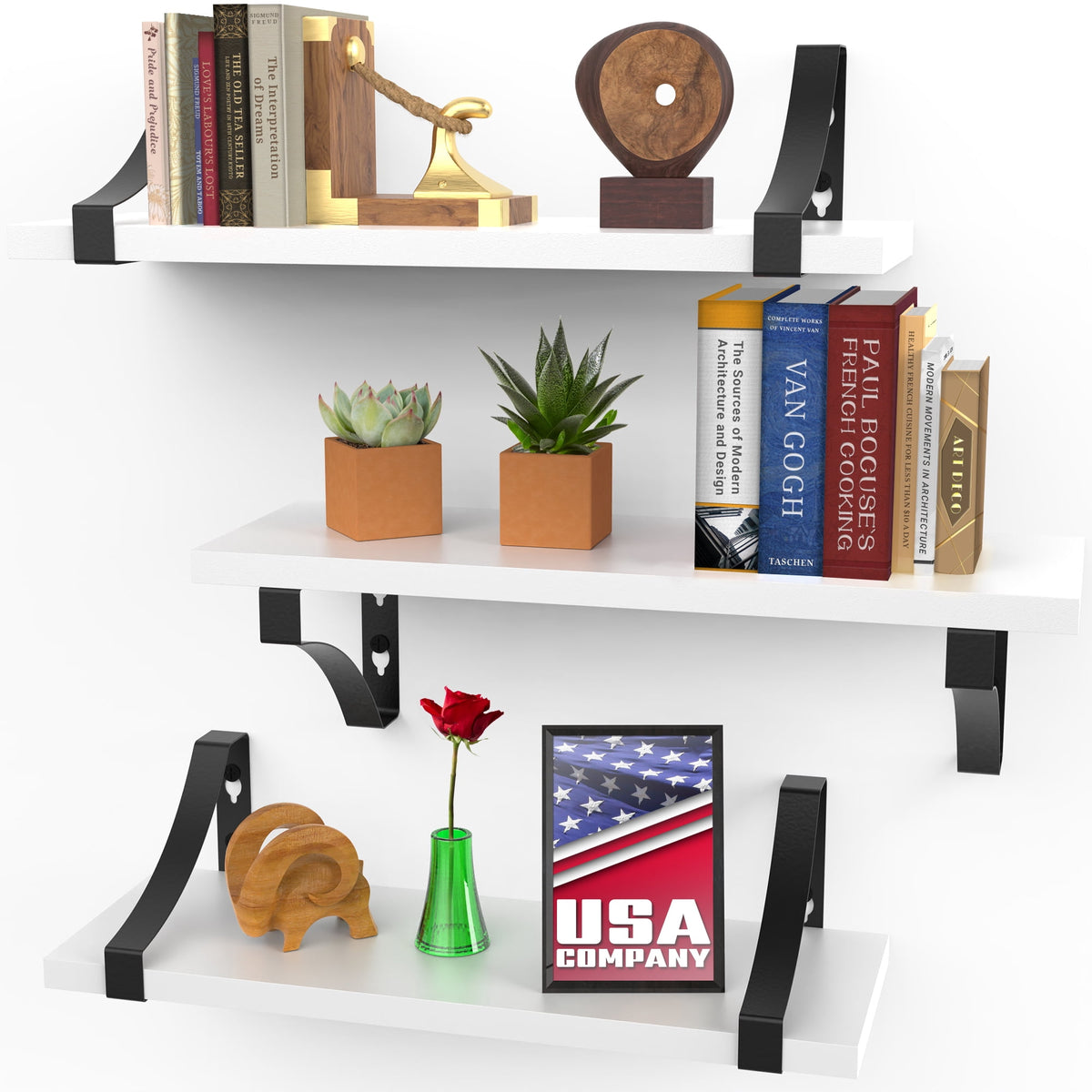 Halcyon Escape Shelves, Set of 3 Wall Shelves (Multiple Sizes & Colors) by Icona Bay - Floating Shelves