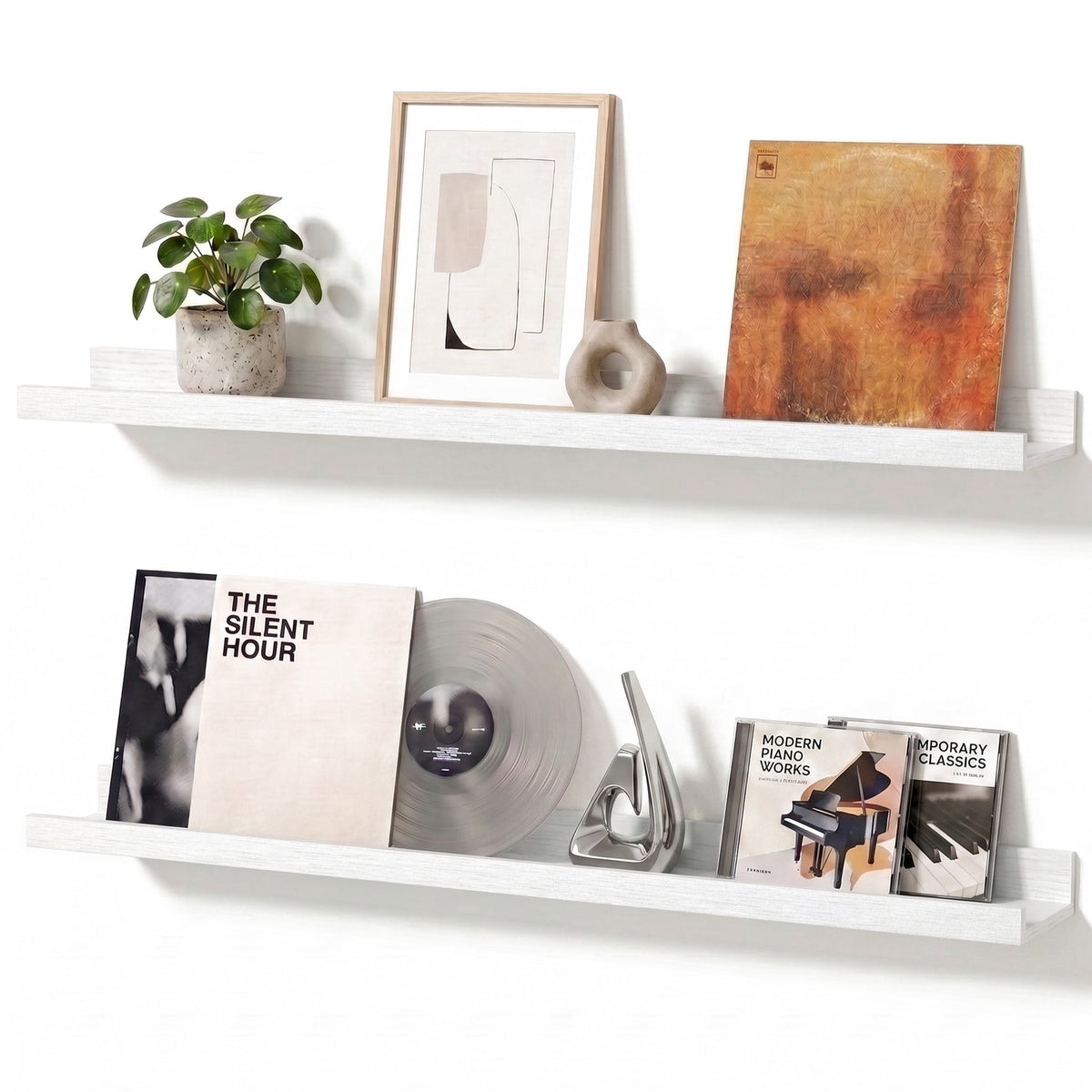 Halcyon Escape Oak Wood Floating Shelf for Wall, 23.6 Inch Picture Ledge, Set of 2 for Bedroom and Living Room - Floating Shelf