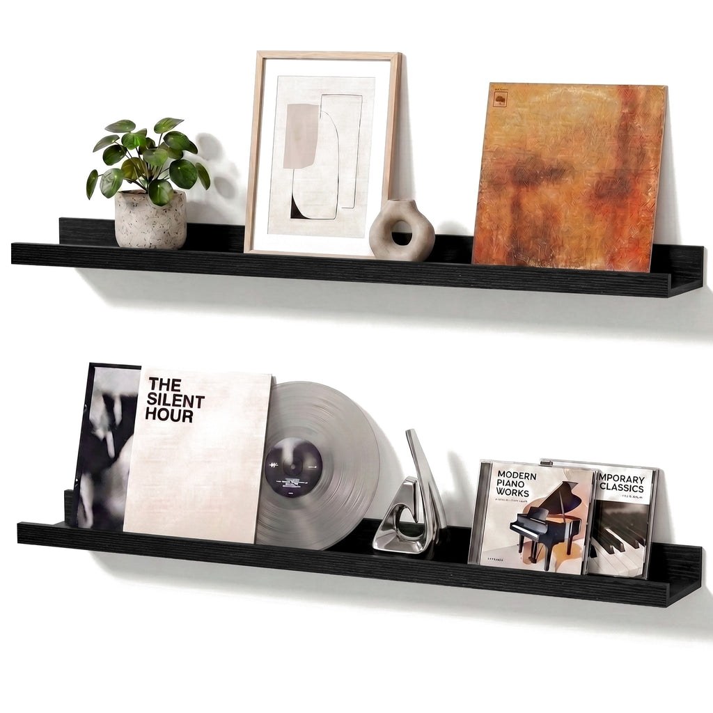 Halcyon Escape Oak Wood Floating Shelf for Wall, 23.6 Inch Picture Ledge, Set of 2 for Bedroom and Living Room - Floating Shelf