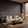 MuroPanel Geometric Curved Acoustic Wood Slat Wall Tiles 4-Pack 24"x24", Modern Black 3D Wall Panels