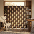 MuroPanel Interlocking Jigsaw Acoustic Wood Slat Wall Tiles 4-Pack 24"x24", 3D Wall Panels, Caramel