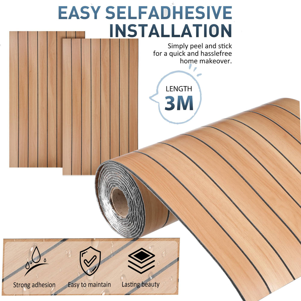 Peel and Stick PVC Slat Wall Panel，15.7"x98" Self-Adhesive Thick Faux Wood Grain Wallpaper Panel 3D Soundproof Wall Panels