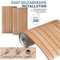 Peel and Stick PVC Slat Wall Panel，15.7"x98" Self-Adhesive Thick Faux Wood Grain Wallpaper Panel 3D Soundproof Wall Panels