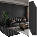 Plank & Hue 4Pcs 106"x12.6" Soundproof Wood Slat Panels Acoustic Wall and Ceiling Panels, Dark Gray