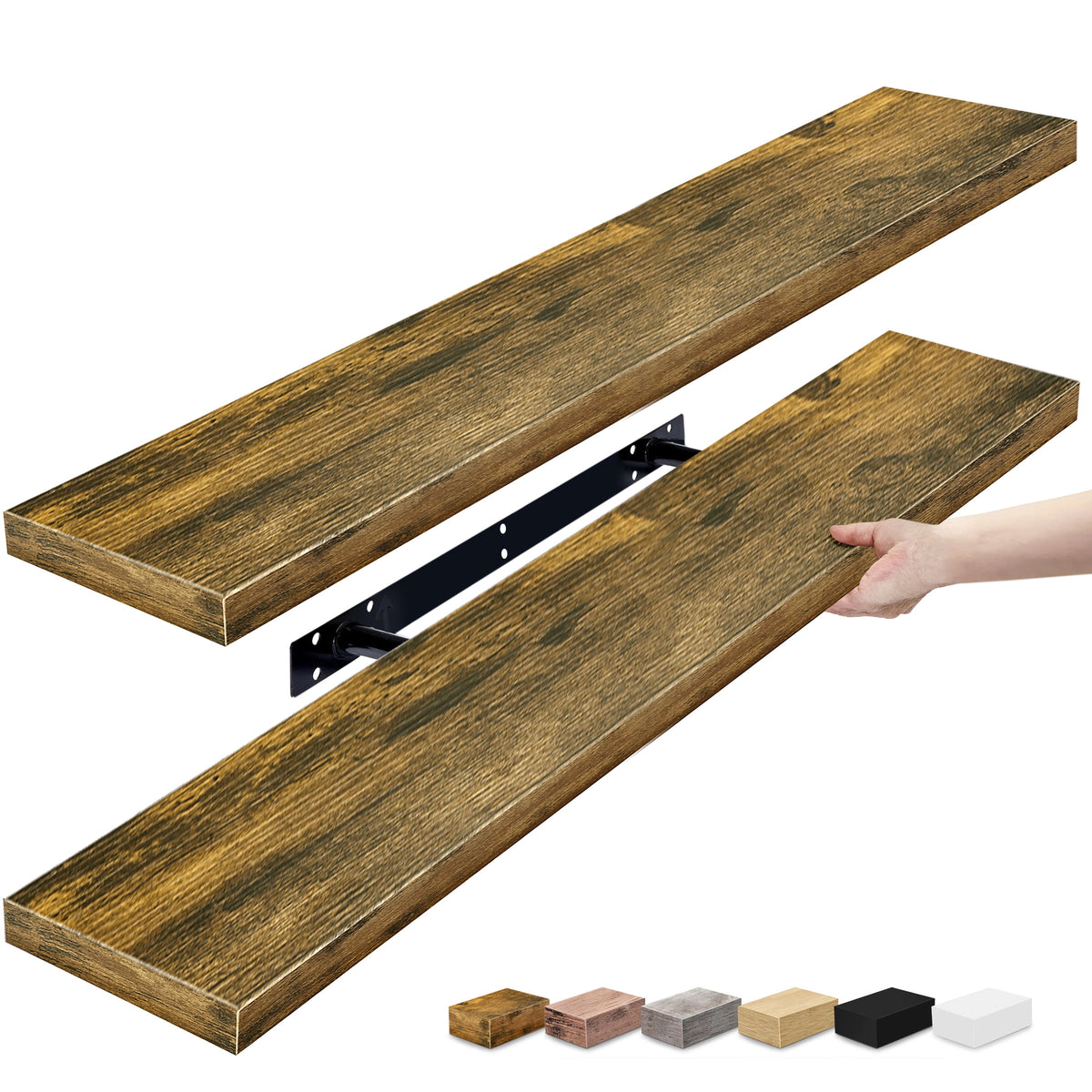 Sorbus Extra Long Floating Rectangle Shelves – 35" L x 9" D x 1.5" H Faux Wood Wall Shelves