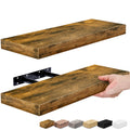 Sorbus 16.25" Brown Rustic Floating Shelves (Set of 2) – Wall Storage for Décor, Frames, Trophies
