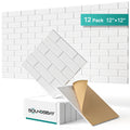 Soundsbay Acoustic Panels Sound Proofing Brick Self-Adhesive Soundproof Absorbing Noise Cancelling Wall Panels 12 Pack White 12'' x 12'' x 0.4''