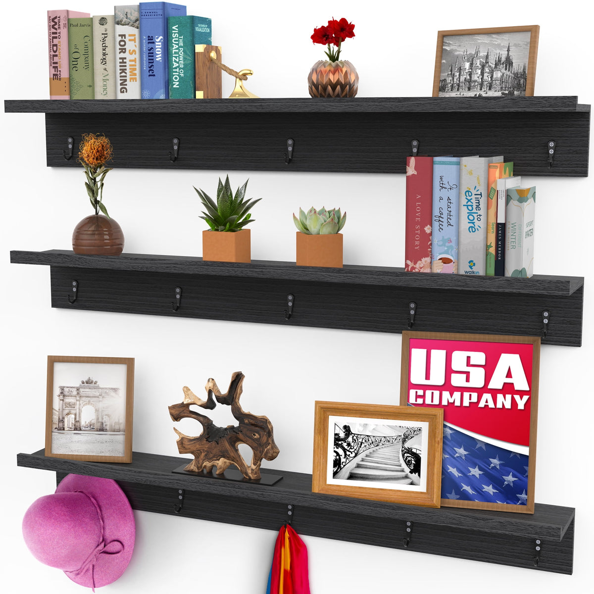 Halcyon Escape Shelves, Set of 3 Wall Shelves (Multiple Sizes & Colors) by Icona Bay - Floating Shelves