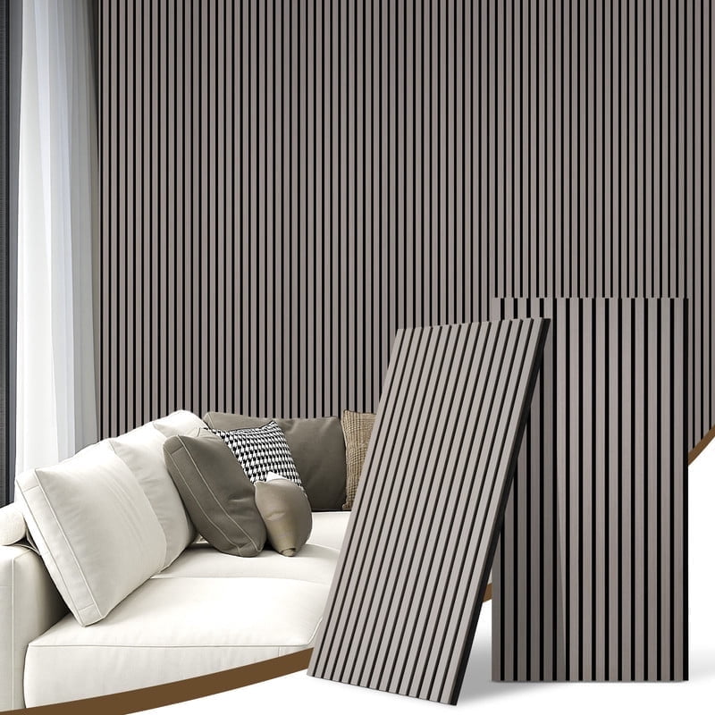 Halcyon Escape 2 Pcs Acoustic Wood Wall Panels, 46.45" x 23.81" Wood Slat Soundproof Wall Panel Interior Acoustic Decorative Wood Panels, Wall Decoration Interior Wall Decor for Noise Reduction, Dark Oak - Wall Panel