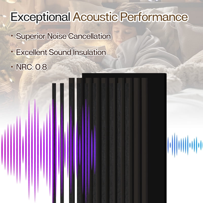 2 Pcs Acoustic Wood Wall Panels, 46.45" x 23.81" Wood Slat Soundproof Wall Panel Interior Acoustic Decorative Wood Panels, Wall Decoration Interior Wall Decor for Noise Reduction, Dark Oak