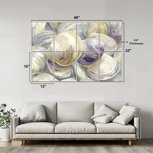 8 Pack Art Acoustic Panels Sound Absorbing White Oyster Shells Seamless Soft Tones Decorative Soundproof Wall Panels Self Adhesive for Nursery Game Room Bedroom 48"x32"